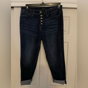 Judy Blue 5 Button Cuffed Cropped Jeans.  Size 18W